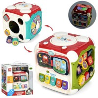 Развивающий музыкальный куб для малышей — бизикуб со светом, звуком, сортерами и подвижными элементами (21,5×22,5×21,5 см)