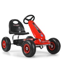 Веломобиль-карт  Bambi M 3626A-3 Педальные карты с резиновыми колесами красный