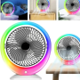 Портативный мини вентилятор Mini fan VU-04 JKJ-103 с аккумулятором и RGB LED-подсветкой USB Type-C зарядка