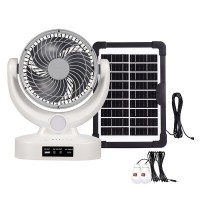 Портативний настільний вентилятор Megatop MT-801LS 8" USB LED акумулятор 2400 мАг, сонячна панель, 3 швидкості