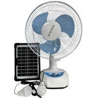 Портативный вентилятор SONALAS SL662 12" аккумулятор 4500 мАч 6 Вт USB 2 LED лампы, солнечная панель, 2 скорости, автовращение