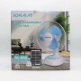 Портативный вентилятор SONALAS SL662 12" аккумулятор 4500 мАч 6 Вт USB 2 LED лампы, солнечная панель, 2 скорости, автовращение