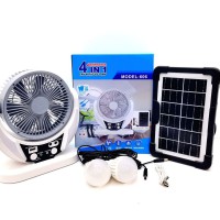 Портативный аккумуляторный вентилятор 606 4в1 3.2V 4000 мАч 6" USB 2 LED лампы с солнечной панелью, 2 скорости