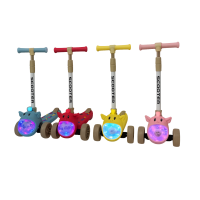 Самокат детский трёхколёсный складной с подсветкой музыкой регулируемый руль PU колёса до 50 кг