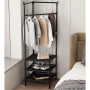 Угловая напольная вешалка стойка с полками для одежды Corner Coat Rack 9603 3-ярусная черная