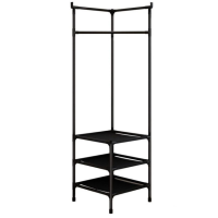 Угловая напольная вешалка стойка с полками для одежды Corner Coat Rack 9603 3-ярусная черная