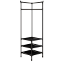 Угловая напольная вешалка стойка с полками для одежды Corner Coat Rack 9603 3-ярусная черная
