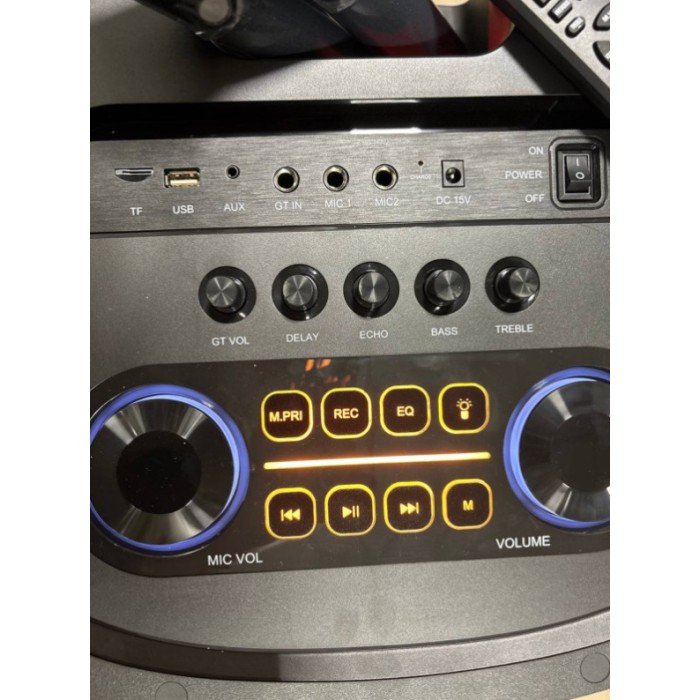 Портативная Bluetooth колонка Temeisheng 1221 12″ 80Вт с 2 микрофонами, аккумуляторная караоке система Портативная Bluetooth колонка Temeisheng 1221 12″ 80Вт с 2 микрофонами, аккумуляторная караоке система