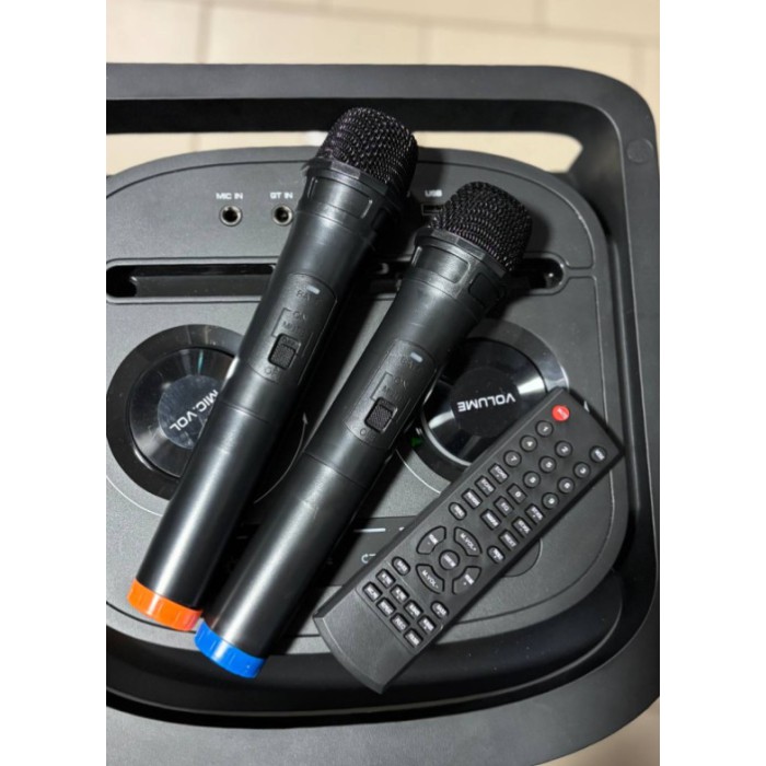 Портативная Bluetooth колонка Temeisheng 10291 10″ 80Вт с 2 микрофонами, аккумуляторная караоке система Портативная Bluetooth колонка Temeisheng 10291 10″ 80Вт с 2 микрофонами, аккумуляторная караоке система