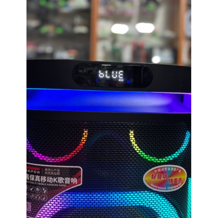 Портативная Bluetooth колонка Temeisheng 10291 10″ 80Вт с 2 микрофонами, аккумуляторная караоке система Портативная Bluetooth колонка Temeisheng 10291 10″ 80Вт с 2 микрофонами, аккумуляторная караоке система