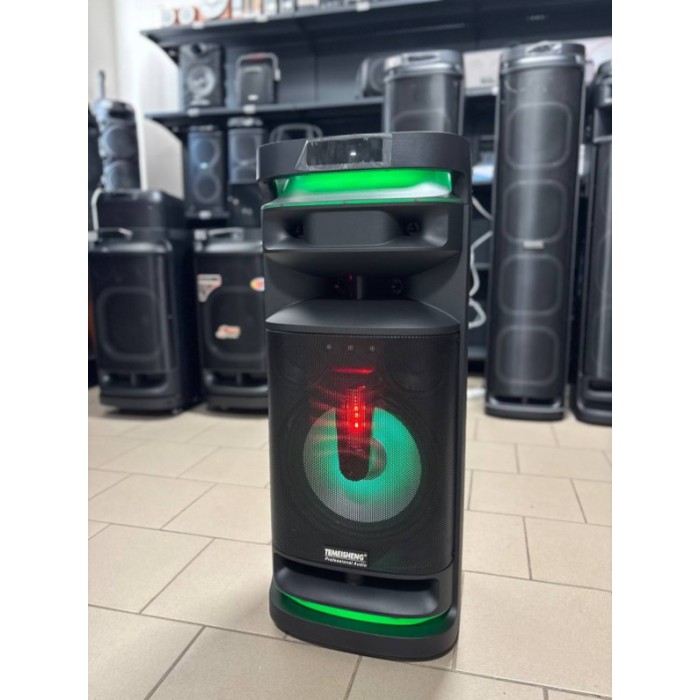 Портативная Bluetooth колонка Temeisheng 1028E 10″ 60Вт с 2 микрофонами, аккумуляторная караоке система Портативная Bluetooth колонка Temeisheng 1028E 10″ 60Вт с 2 микрофонами, аккумуляторная караоке система