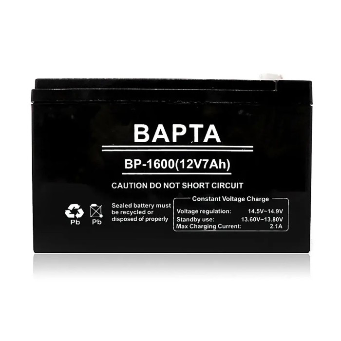 Акумуляторна батарея 12В 7,0Ah BAPTA BP-1600 — герметизований свинцево-кислотний акумулятор Акумуляторна батарея 12В 7,0Ah BAPTA BP-1600 — герметизований свинцево-кислотний акумулятор