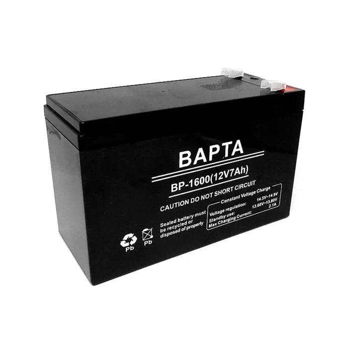 Акумуляторна батарея 12В 7,0Ah BAPTA BP-1600 — герметизований свинцево-кислотний акумулятор Акумуляторна батарея 12В 7,0Ah BAPTA BP-1600 — герметизований свинцево-кислотний акумулятор