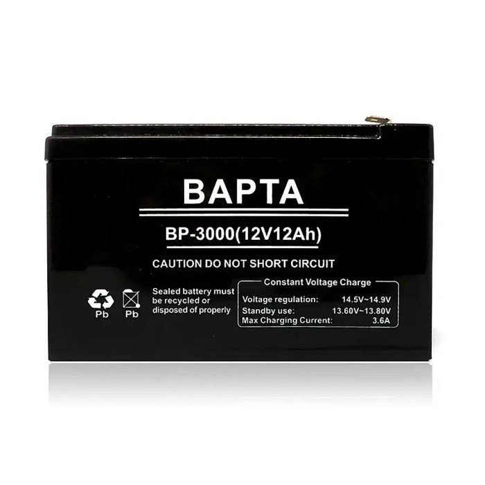 Акумуляторна батарея BAPTA BP-3000 12В 12,0Ah — герметизований свинцево-кислотний акумулятор Акумуляторна батарея BAPTA BP-3000 12В 12,0Ah — герметизований свинцево-кислотний акумулятор