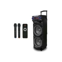 Акустична портативна колонка ZXX-9292, 60Вт, 2×10", Bluetooth, TWS, FM, USB/TF/SD, REC/EQ, LED підсвітка, 2 мікрофони, домашній кінотеатр