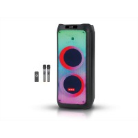 Акустична портативна колонка ZXX-5590 100Вт 2x10" із LED-підсвіткою, Bluetooth, TWS, FM-радіо, USB, TF, функцією запису, двома мікрофонами та пультом ДК