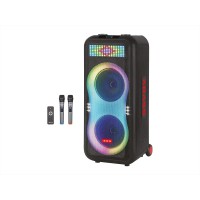 Акустична переносна колонка ZXX-1510 100Вт, 2x10" з Bluetooth, TWS, FM-радіо, USB/TF, LED-підсвіткою, функцією запису, двома мікрофонами та пультом ДК