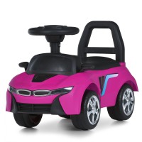 Толокар дитячий Bambi M 6155 — машинка-каталка з музикою, світлом, багажником і захисною спинкою для малюків (білий, блакитний, синій, рожевий, червоний, жовтий)