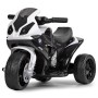 Електромотоцикл дитячий триколісний BMW Bambi 6V4A з мотором, шкіряним сидінням, музикою, світлом та пластиковими колесами — одномісний електробайк (білий з червоним, білий з чорним, білий з синім)