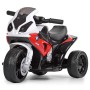 Електромотоцикл дитячий триколісний BMW Bambi 6V4A з мотором, шкіряним сидінням, музикою, світлом та пластиковими колесами — одномісний електробайк (білий з червоним, білий з чорним, білий з синім)