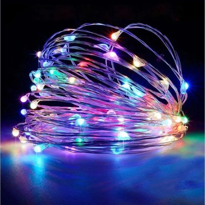 Світлодіодна гірлянда «Крапля роси» 50 LED, 5 м, мультиколор, на батарейках, 1 режим, декоративне освітлення Світлодіодна гірлянда «Крапля роси» 50 LED, 5 м, мультиколор, на батарейках, 1 режим, декоративне освітлення