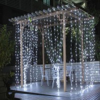 Гірлянда «Водоспад» вулична, біла, 480 LED, прозорий провід, 3×2 м, 20 ниток, декоративне освітлення