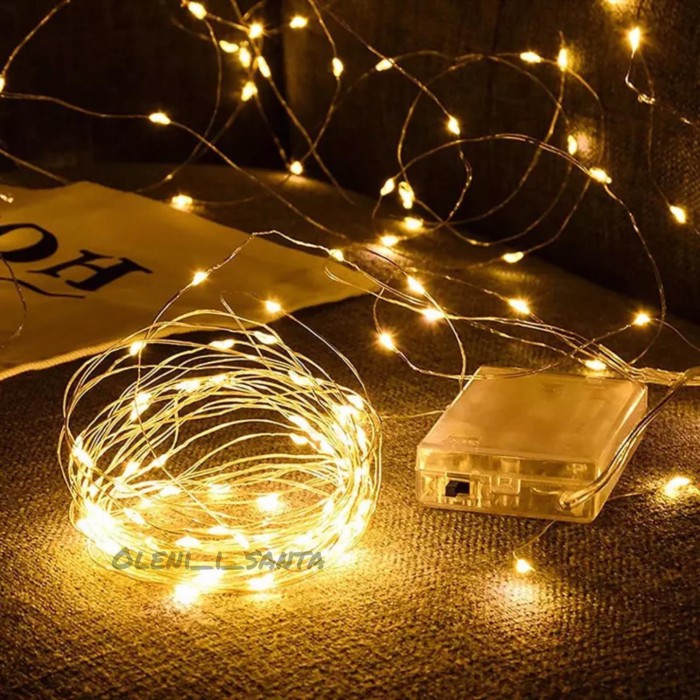 Світлодіодна гірлянда «Крапля роси» 50 LED, 5 м, теплий білий, на батарейках, 1 режим, декоративне освітлення Світлодіодна гірлянда «Крапля роси» 50 LED, 5 м, теплий білий, на батарейках, 1 режим, декоративне освітлення