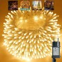 Світлодіодна гірлянда 220V 400 LED тепле біле світло, 40 метрів — гнучкий білий провід, вулична та інтер’єрна ілюмінація