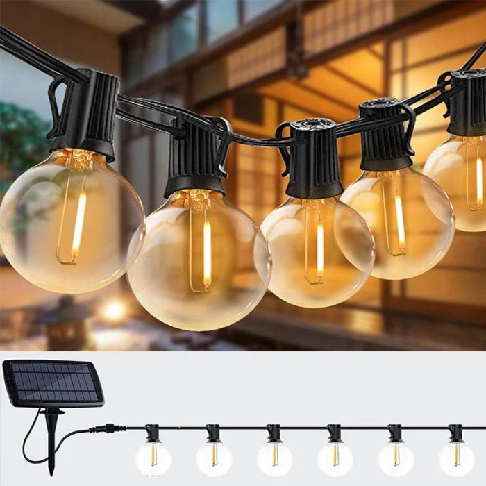 Садова гірлянда на сонячній батареї 1200 mAh, 10 м, 20 LED, з пультом керування — водонепроникна світлодіодна стрічка для декору, колір світіння: білий, теплий білий, різнокольоровий Садова гірлянда на сонячній батареї 1200 mAh, 10 м, 20 LED, з пультом керування — водонепроникна світлодіодна стрічка для декору, колір світіння: білий, теплий білий, різнокольоровий