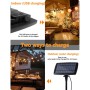 Садова гірлянда на сонячній батареї 1200 mAh, 10 м, 20 LED, з пультом керування — водонепроникна світлодіодна стрічка для декору, колір світіння: білий, теплий білий, різнокольоровий Садова гірлянда на сонячній батареї 1200 mAh, 10 м, 20 LED, з пультом керування — водонепроникна світлодіодна стрічка для декору, колір світіння: білий, теплий білий, різнокольоровий