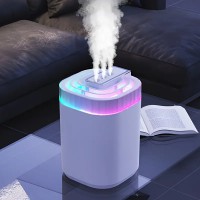Зволожувач повітря Humidifier 3 л з багатокольоровим LED підсвічуванням, 3 сопла, мережевий кабель/адаптер Зволожувач повітря Humidifier 3 л з багатокольоровим LED підсвічуванням, 3 сопла, мережевий кабель/адаптер