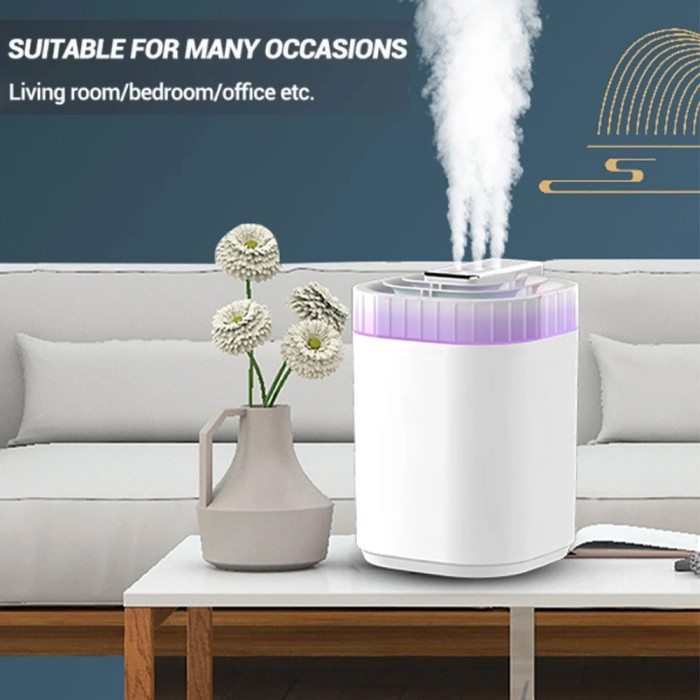 Зволожувач повітря Humidifier 3 л з багатокольоровим LED підсвічуванням, 3 сопла, мережевий кабель/адаптер Зволожувач повітря Humidifier 3 л з багатокольоровим LED підсвічуванням, 3 сопла, мережевий кабель/адаптер