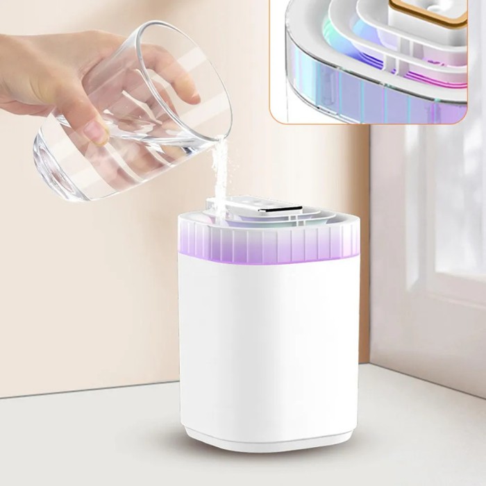 Зволожувач повітря Humidifier 3 л з багатокольоровим LED підсвічуванням, 3 сопла, мережевий кабель/адаптер Зволожувач повітря Humidifier 3 л з багатокольоровим LED підсвічуванням, 3 сопла, мережевий кабель/адаптер