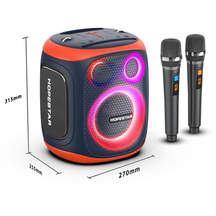 Портативная Bluetooth колонка Hopestar Party 130 с микрофонами, 120 Вт, IPX6, 22000 мА·ч, TWS, BT 5.3 Портативная Bluetooth колонка Hopestar Party 130 с микрофонами, 120 Вт, IPX6, 22000 мА·ч, TWS, BT 5.3