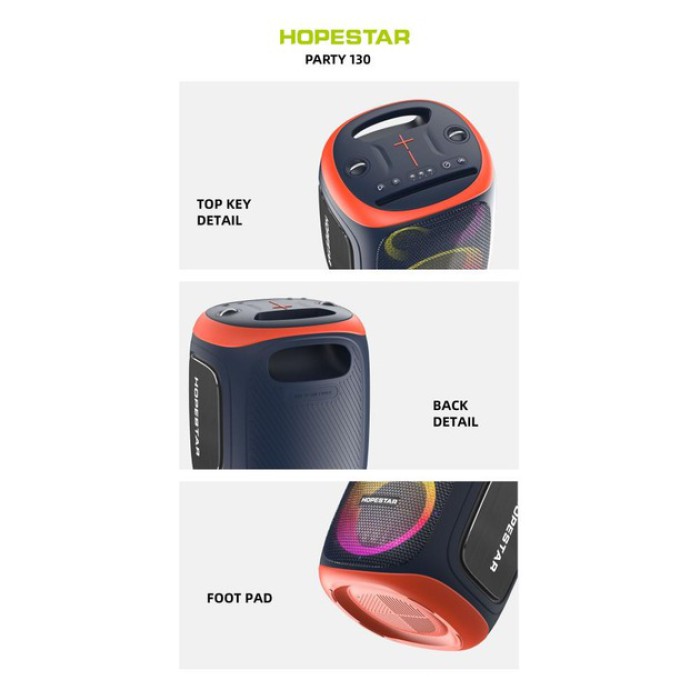 Портативная Bluetooth колонка Hopestar Party 130 с микрофонами, 120 Вт, IPX6, 22000 мА·ч, TWS, BT 5.3 Портативная Bluetooth колонка Hopestar Party 130 с микрофонами, 120 Вт, IPX6, 22000 мА·ч, TWS, BT 5.3