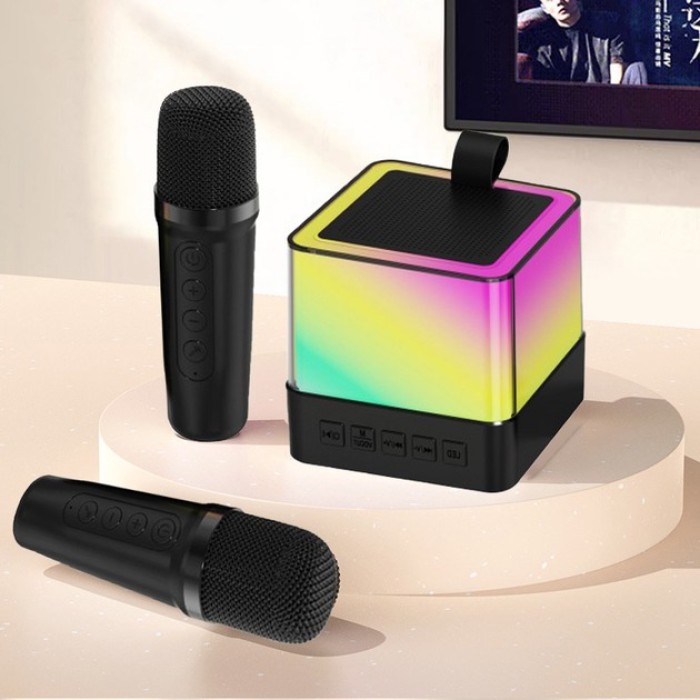 Портативная колонка K18 Bluetooth с 2 микрофонами LED-подсветкой Портативная колонка K18 Bluetooth с 2 микрофонами LED-подсветкой