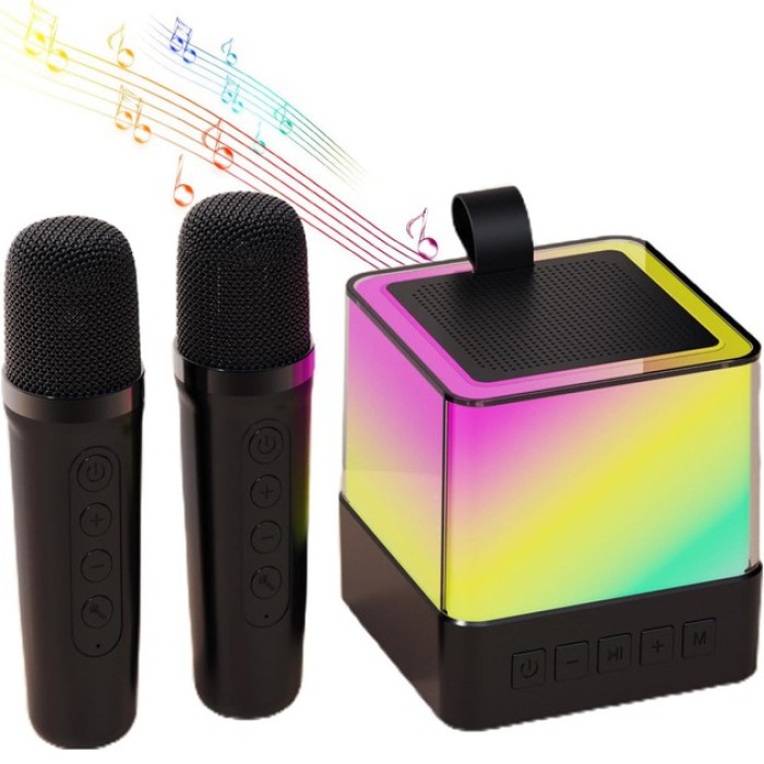 Портативная колонка K18 Bluetooth с 2 микрофонами LED-подсветкой Портативная колонка K18 Bluetooth с 2 микрофонами LED-подсветкой