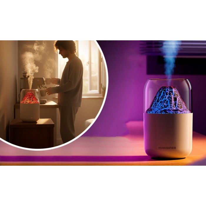 Ультразвуковой увлажнитель воздуха с подсветкой «Вулкан Humidifier JSQ-1» 3 в 1 – ароматизатор, ночник, очиститель, 280 мл, USB, тихий (черный, белый) Ультразвуковой увлажнитель воздуха с подсветкой «Вулкан Humidifier JSQ-1» 3 в 1 – ароматизатор, ночник, очиститель, 280 мл, USB, тихий (черный, белый)