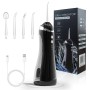 Портативный ирригатор полости рта с USB-зарядкой, 4 насадки, 150 мл, черный, аккумуляторный, для глубокой очистки зубов и десен, компактный, пластиковый, 73×83×226 мм