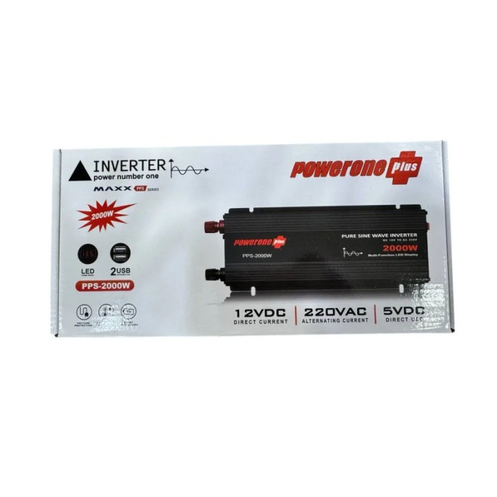 Автомобільний інвертор Powerone Plus PPS-2000W 12V–220V (2000 Вт) із чистою синусоїдою та USB-портами Автомобільний інвертор Powerone Plus PPS-2000W 12V–220V (2000 Вт) із чистою синусоїдою та USB-портами