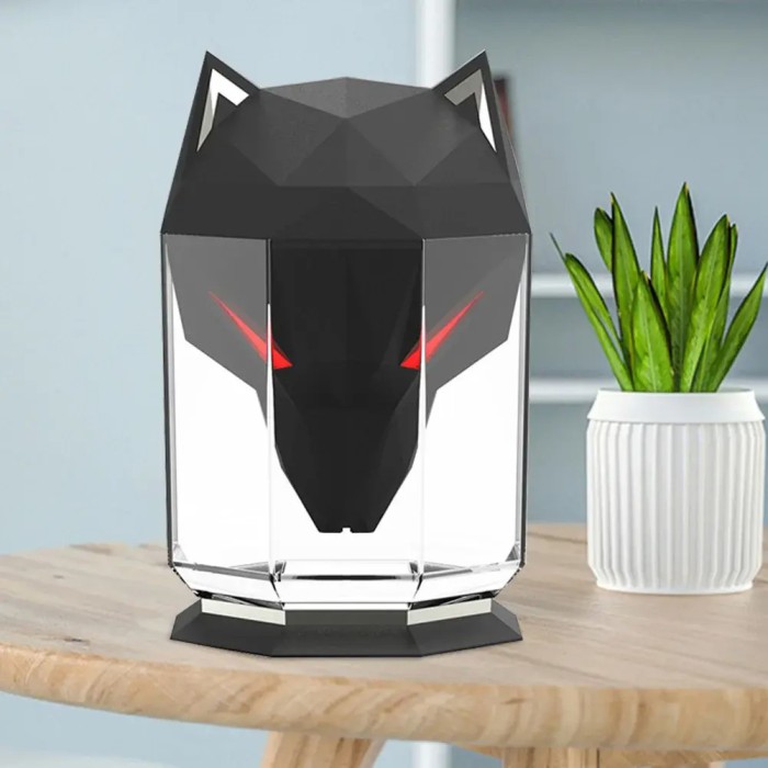 Портативний ультразвуковий зволожувач повітря Wolf 650 мл, USB, аромадіфузер з підсвічуванням та резервуаром для ефірної олії, електричний, чорний Портативний ультразвуковий зволожувач повітря Wolf 650 мл, USB, аромадіфузер з підсвічуванням та резервуаром для ефірної олії, електричний, чорний