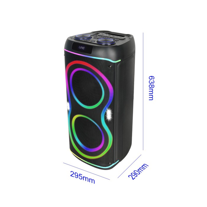 Мощная переносная Bluetooth колонка с аккумулятором, двойными 8” низкочастотными и 3” высокочастотными динамиками, акустическая система для караоке с 1 микрофоном и пультом управления Мощная переносная Bluetooth колонка с аккумулятором, двойными 8” низкочастотными и 3” высокочастотными динамиками, акустическая система для караоке с 1 микрофоном и пультом управления