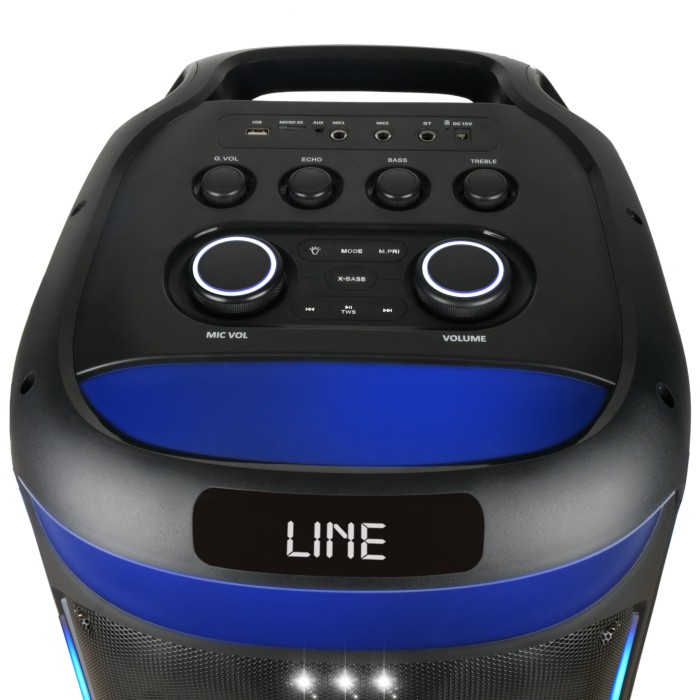 Мощная переносная Bluetooth колонка с двойными 8″ низкочастотными и 3″ высокочастотными динамиками, акустическая система на аккумуляторе для караоке с 2 микрофонами и пультом дистанционного управления Мощная переносная Bluetooth колонка с двойными 8″ низкочастотными и 3″ высокочастотными динамиками, акустическая система на аккумуляторе для караоке с 2 микрофонами и пультом дистанционного управления