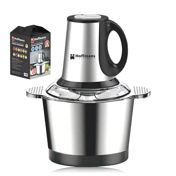 Електричний металевий подрібнювач-блендер Hoffmans HM-8829, 3L, 600W, сріблястий — універсальна м’ясорубка з трьома швидкостями для подрібнення та змішування Електричний металевий подрібнювач-блендер Hoffmans HM-8829, 3L, 600W, сріблястий — універсальна м’ясорубка з трьома швидкостями для подрібнення та змішування