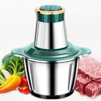 Металлический измельчитель Hoffmans HM-8822, 2 л, 400 Вт - электрический блендер-чоппер для измельчения мяса, овощей, фруктов и льда, универсальный кухонный измельчитель с металлической чашей, серо-зеленый