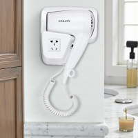 Фен для волосся Sokany, настінний, стаціонарний, білий, 1200 Вт – сучасний професійний фен з утримувачем Фен для волосся Sokany, настінний, стаціонарний, білий, 1200 Вт – сучасний професійний фен з утримувачем