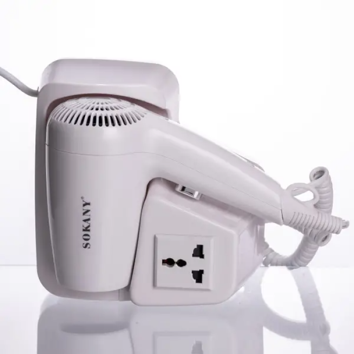 Фен для волосся Sokany, настінний, стаціонарний, білий, 1200 Вт – сучасний професійний фен з утримувачем Фен для волосся Sokany, настінний, стаціонарний, білий, 1200 Вт – сучасний професійний фен з утримувачем