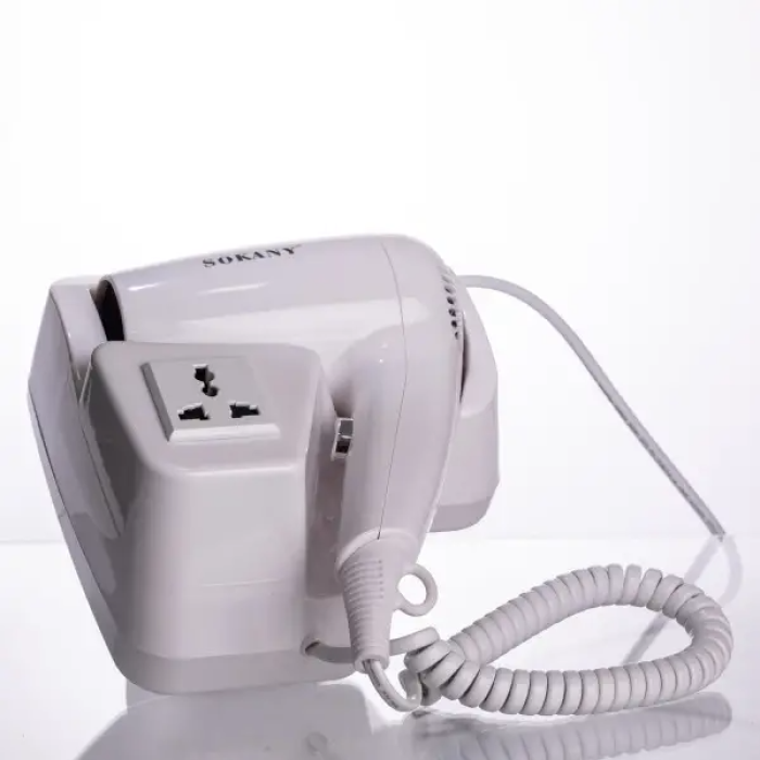 Фен для волосся Sokany, настінний, стаціонарний, білий, 1200 Вт – сучасний професійний фен з утримувачем Фен для волосся Sokany, настінний, стаціонарний, білий, 1200 Вт – сучасний професійний фен з утримувачем