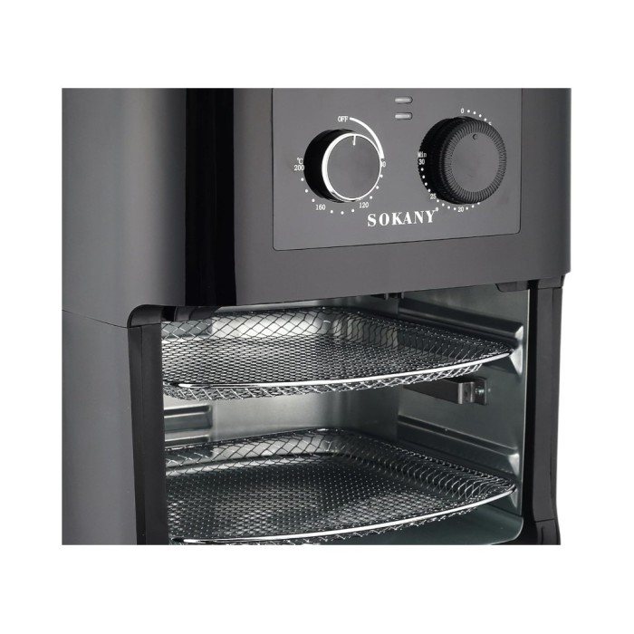 Аерофритюрниця Sokany, 1700Вт, мультипіч та аерогриль, сенсорне управління, LED-дисплей, велика ємність 12 л, смаження без олії, від мережі, чорна Аерофритюрниця Sokany, 1700Вт, мультипіч та аерогриль, сенсорне управління, LED-дисплей, велика ємність 12 л, смаження без олії, від мережі, чорна