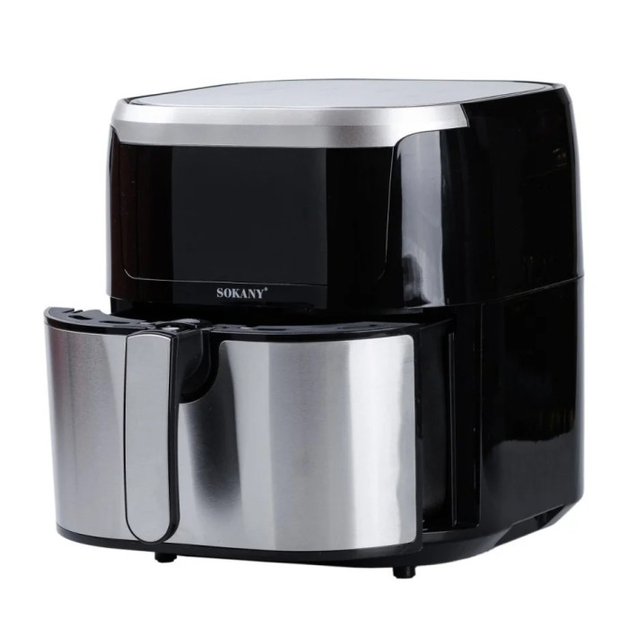 Аерофритюрниця Sokany 1200Вт, мультипіч та аерогриль, ємність 8,8 л, смаження без олії, сенсорне управління, LED-дисплей, таймер, від мережі, сіро-чорна Аерофритюрниця Sokany 1200Вт, мультипіч та аерогриль, ємність 8,8 л, смаження без олії, сенсорне управління, LED-дисплей, таймер, від мережі, сіро-чорна